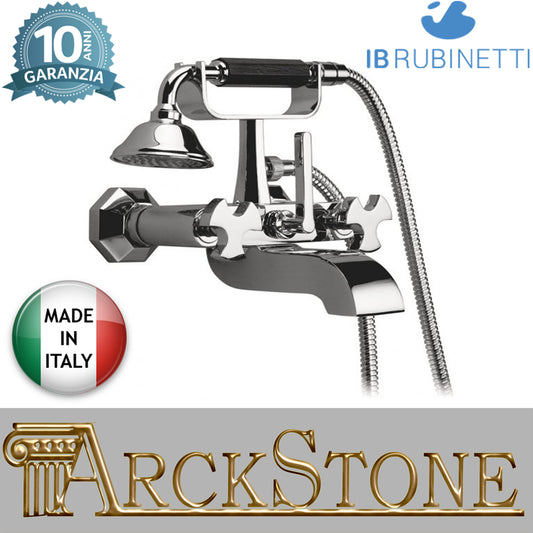 Gruppo vasca esterno a parete completo di accessori doccia marca IB rubinetti modello Belmondo rubinetteria rubinetto ottone cromato muro bagno casa Rivenditore Autorizzato Campania Arredamento Arredo Finitura Cromo Fontana Acqua 10 anni garanzia qualità
