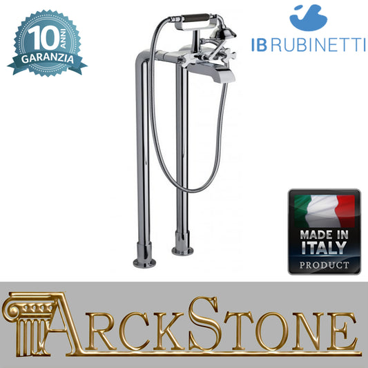 Miscelatore bordo vasca a pavimento doppia colonna completo di kit doccia marca IB rubinetti modello Belmondo rubinetteria rubinetto ottone cromato bagno Rivenditore Autorizzato Campania Arredamento Arredo Finitura Cromo Fontana qualità garanzia 10 anni
