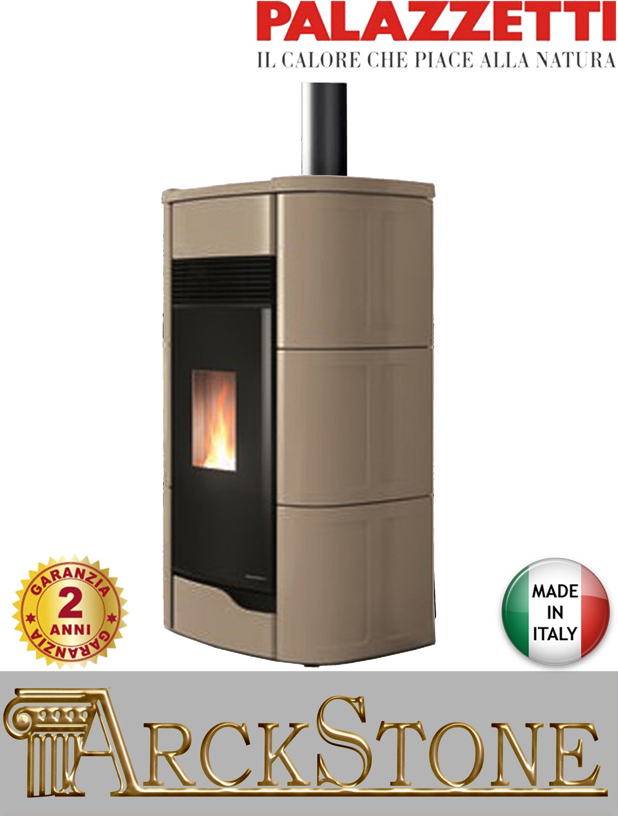 Stufa Pellet Aria Calda Ventilata Ecofire Ermetica Palazzetti Anna 12 US Potenza 12 kW Caffellatte