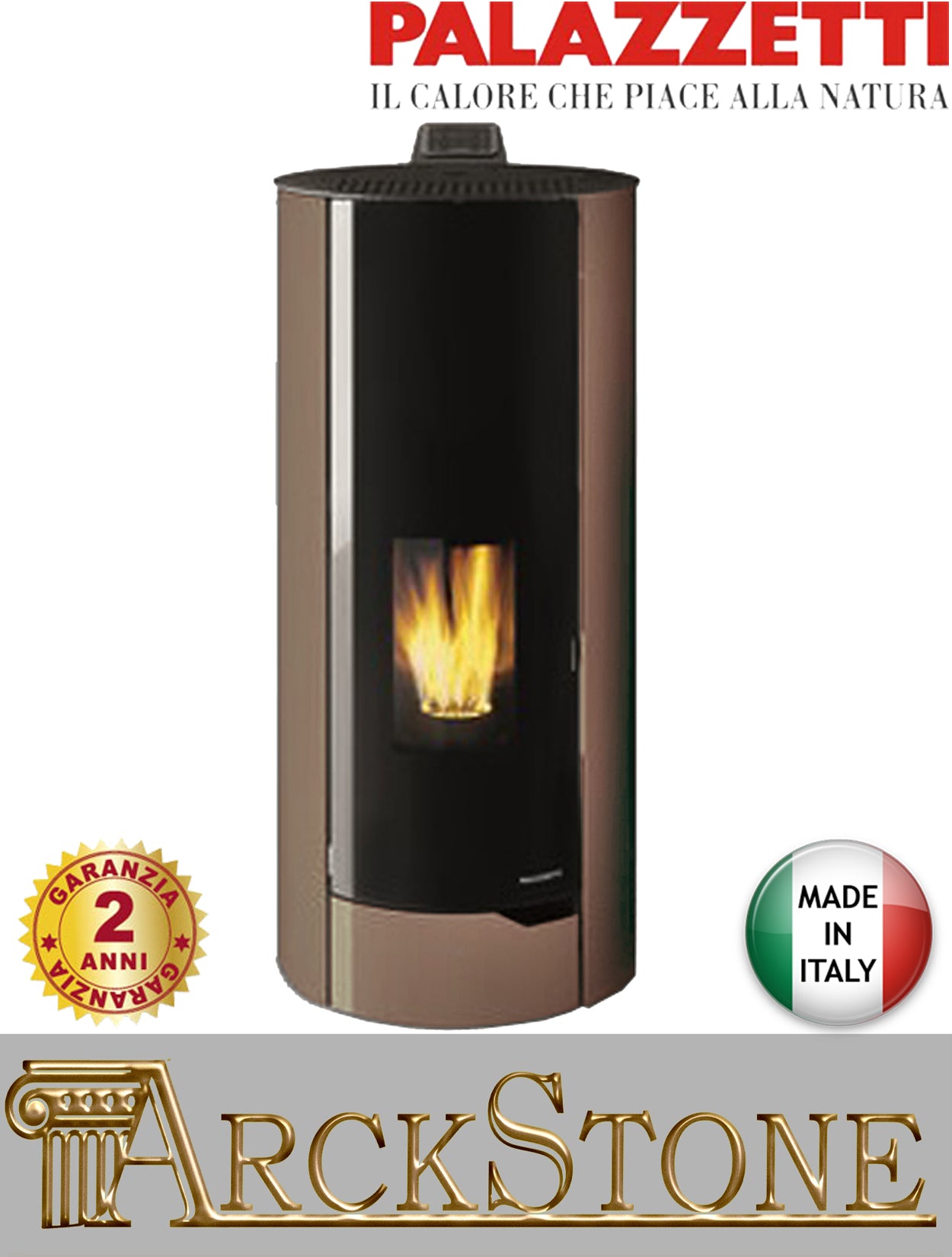 Stufa Pellet Aria Calda Ventilata Standard Palazzetti Ecofire Nina 8 Potenza 8,2 kW Caffellatte