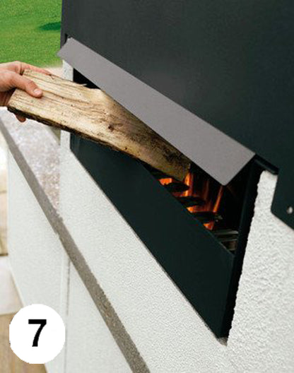 Palazzetti in Giardino Programma Maxime 2 Barbecue a Legna e Carbonelle Cappa Metallo Antracite con piano di appoggio Incluso di kit di montaggio Misura 102x95xh228 - 90x70xh78 cm