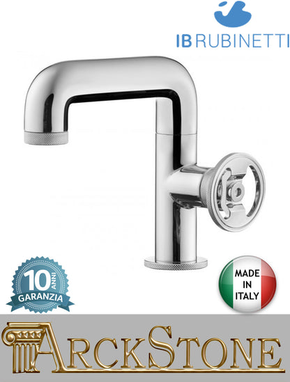 Miscelatore lavabo marca IB Rubinetti modello Bold Round finitura ottone cromato appoggio monoforo completo leva tonda piletta scarico click-clack rubinetto rubinetteria fontana mix rivenditore autorizzato campania napoli garanzia 10 anni made in italy
