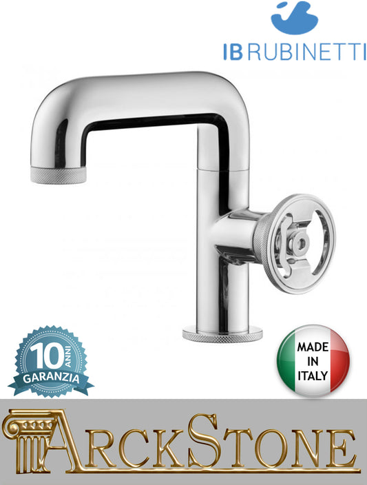 Miscelatore lavabo marca IB Rubinetti modello Bold Round finitura ottone cromato appoggio monoforo completo leva tonda piletta scarico click-clack rubinetto rubinetteria fontana mix rivenditore autorizzato campania napoli garanzia 10 anni made in italy
