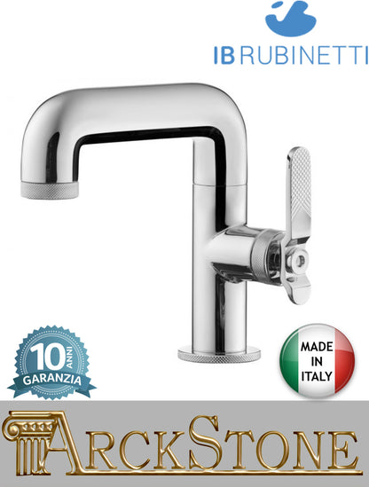 Miscelatore lavabo marca IB Rubinetti modello Lever Flat finitura ottone cromato appoggio monoforo completo piletta scarico click-clack bagno leva piatta rubinetto rubinetteria fontana mix rivenditore autorizzato campania napoli garanzia 10 anni qualità