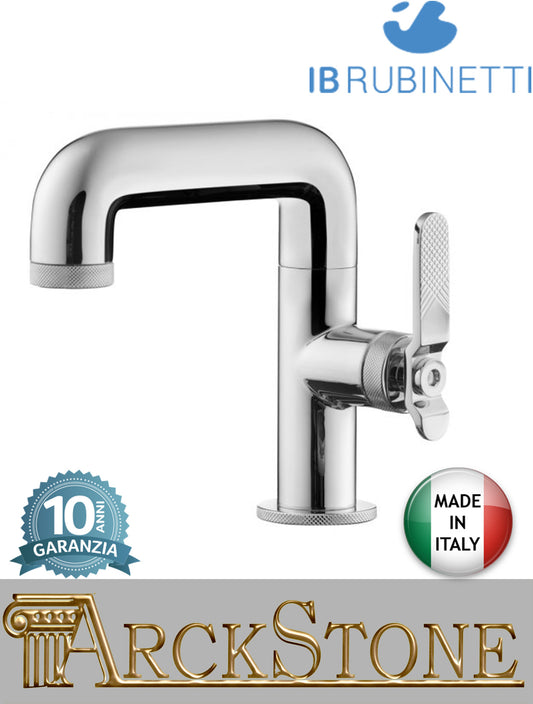 Miscelatore lavabo marca IB Rubinetti modello Lever Flat finitura ottone cromato appoggio monoforo completo piletta scarico click-clack bagno leva piatta rubinetto rubinetteria fontana mix rivenditore autorizzato campania napoli garanzia 10 anni qualità