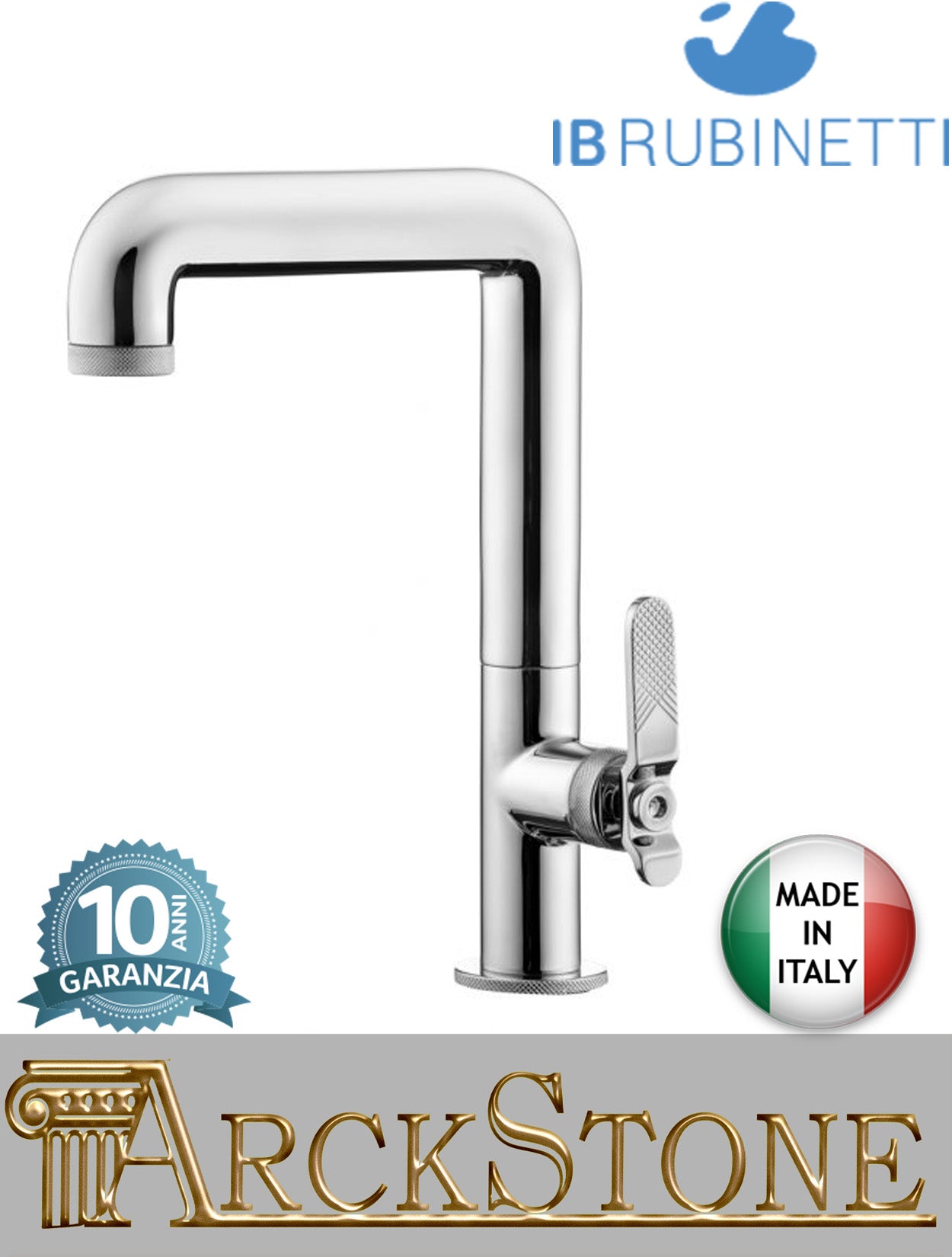 Miscelatore lavabo alto marca IB Rubinetti modello Lever Flat finitura ottone cromato appoggio monoforo completo piletta scarico click-clack bagno leva piatta rubinetto rubinetteria fontana rivenditore autorizzato campania napoli garanzia 10 anni qualità