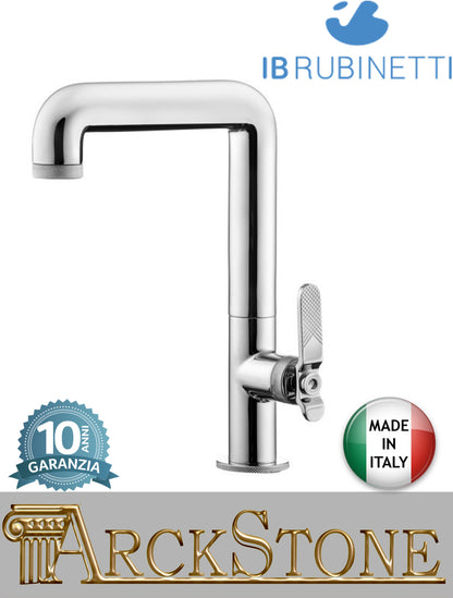 Miscelatore lavabo alto marca IB Rubinetti modello Lever Flat finitura ottone cromato appoggio monoforo completo piletta scarico click-clack bagno leva piatta rubinetto rubinetteria fontana rivenditore autorizzato campania napoli garanzia 10 anni qualità
