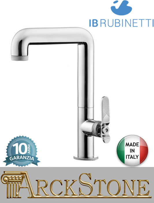 Miscelatore lavabo alto marca IB Rubinetti modello Lever Flat finitura ottone cromato appoggio monoforo completo piletta scarico click-clack bagno leva piatta rubinetto rubinetteria fontana rivenditore autorizzato campania napoli garanzia 10 anni qualità
