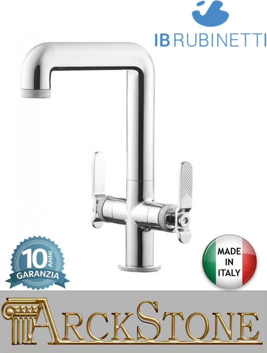 Miscelatore lavabo alto marca IB Rubinetti modello Bold Lever Flat finitura ottone cromato appoggio monoforo completo piletta scarico click-clack bagno due leve piatte rubinetto rubinetteria fontana rivenditore autorizzato campania napoli garanzia 10 anni