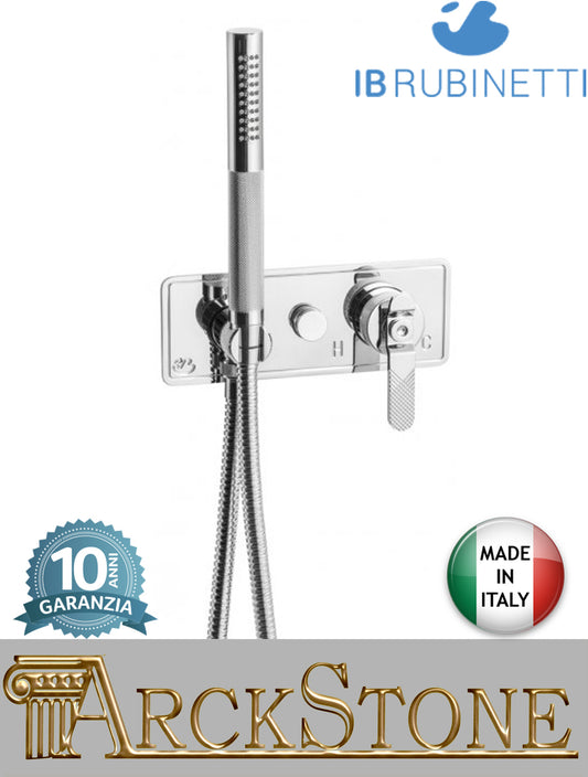 Miscelatore doccia marca IB Rubinetti modello Bold Lever Flat finitura ottone cromato incasso parete completo doccetta flessibile attacco leva piatta rubinetteria cromo rubinetto fontana mix bagno muro rivenditore garanzia 10 anni qualità made in italy