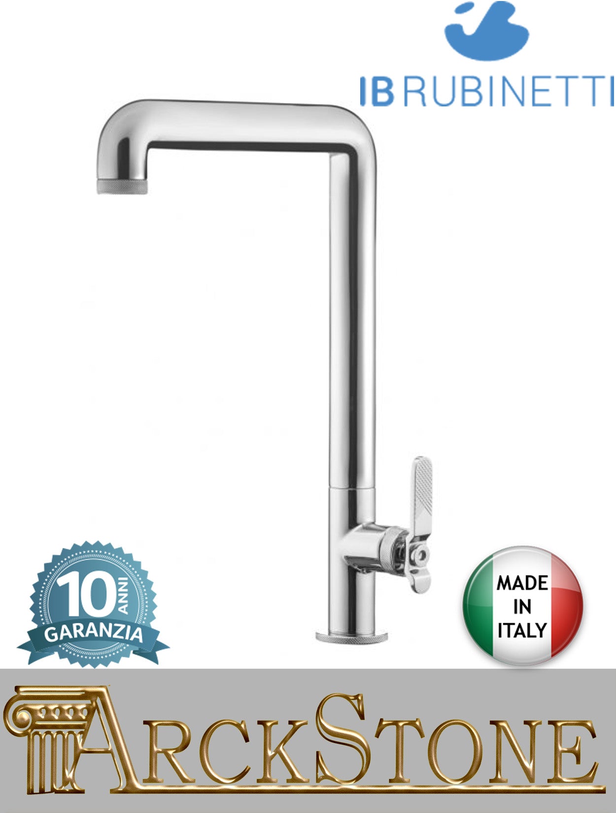 Miscelatore lavello marca IB Rubinetti modello Bold Lever Flat finitura ottone cromato appoggio monoforo leva piatta laterale cromo rubinetto rubinetteria fontana mix cucina rivenditore autorizzato campania napoli garanzia 10 anni qualità made in italy