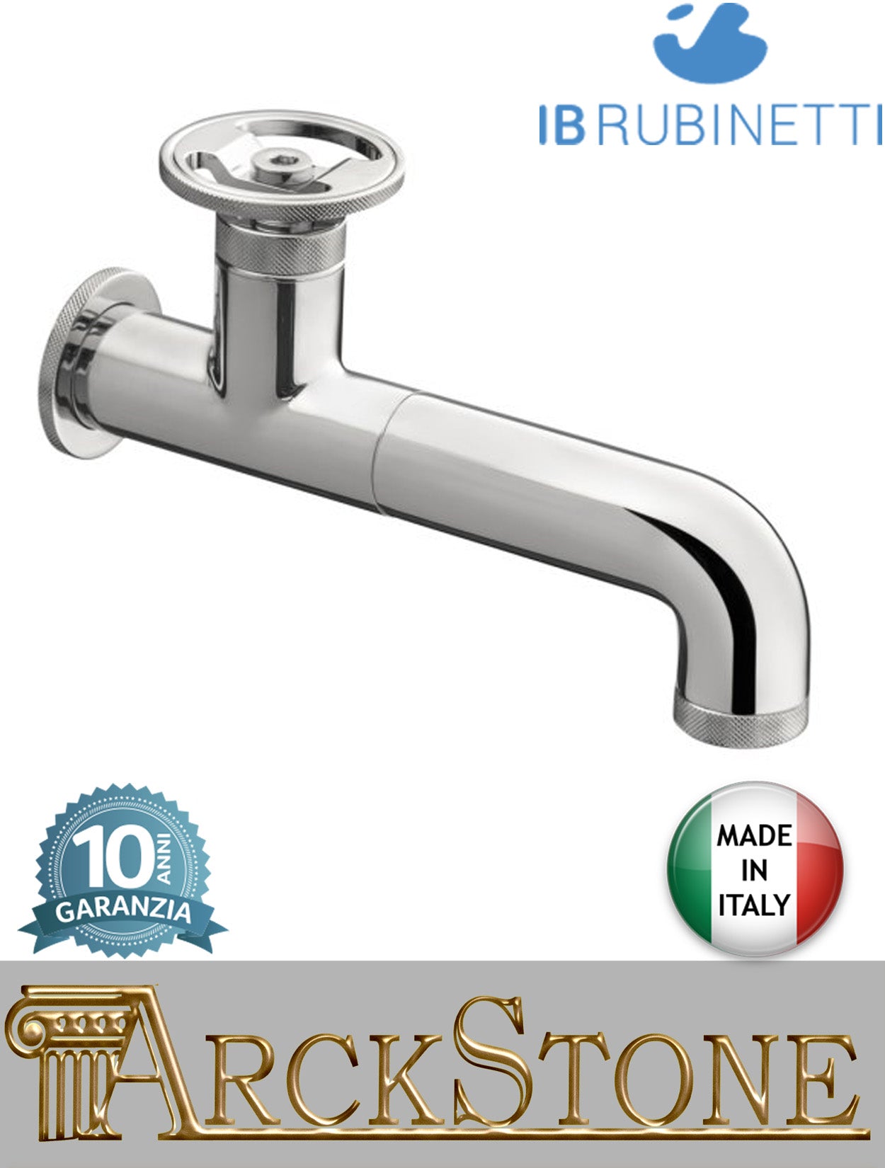 Miscelatore lavabo marca IB Rubinetti modello Bold Round finitura ottone cromato parete monoforo completo leva tonda muro piletta scarico click-clack rubinetto rubinetteria fontana bagno mix cromo rivenditore campania napoli garanzia 10 anni made in italy