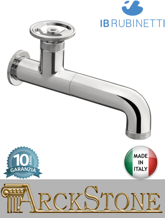 Miscelatore lavabo marca IB Rubinetti modello Bold Round finitura ottone cromato parete monoforo completo leva tonda muro piletta scarico click-clack rubinetto rubinetteria fontana bagno mix cromo rivenditore campania napoli garanzia 10 anni made in italy