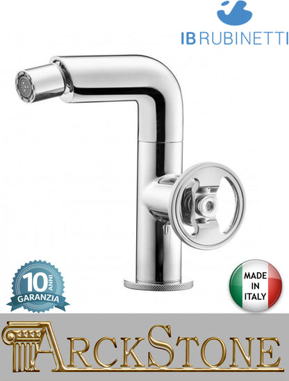 Miscelatore bidet marca IB Rubinetti modello Bold Round finitura ottone cromato appoggio monoforo leva tonda completo piletta scarico click-clack rubinetto rubinetteria mix fontana bagno cromo rivenditore campania napoli garanzia 10 anni made Italy