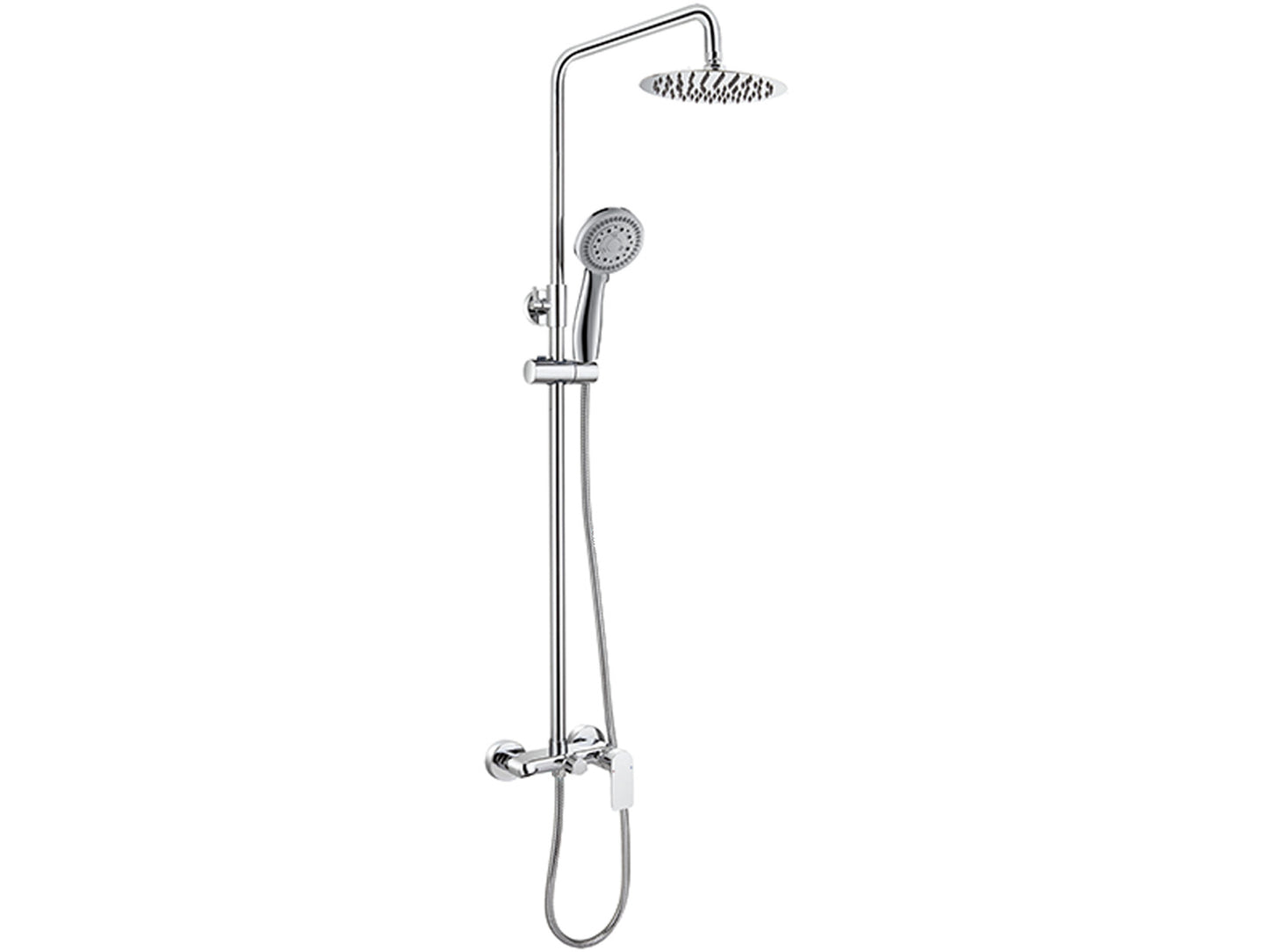 Colonna Doccia Duemmeggi Venere In Ottone Regolabile In Altezza Con Miscelatore Esterno A Tre Uscite Con Soffione Inox Slim 316 Tondo Diametro 200 MM Con Doccetta Tonda In ABS Finitura Cromata