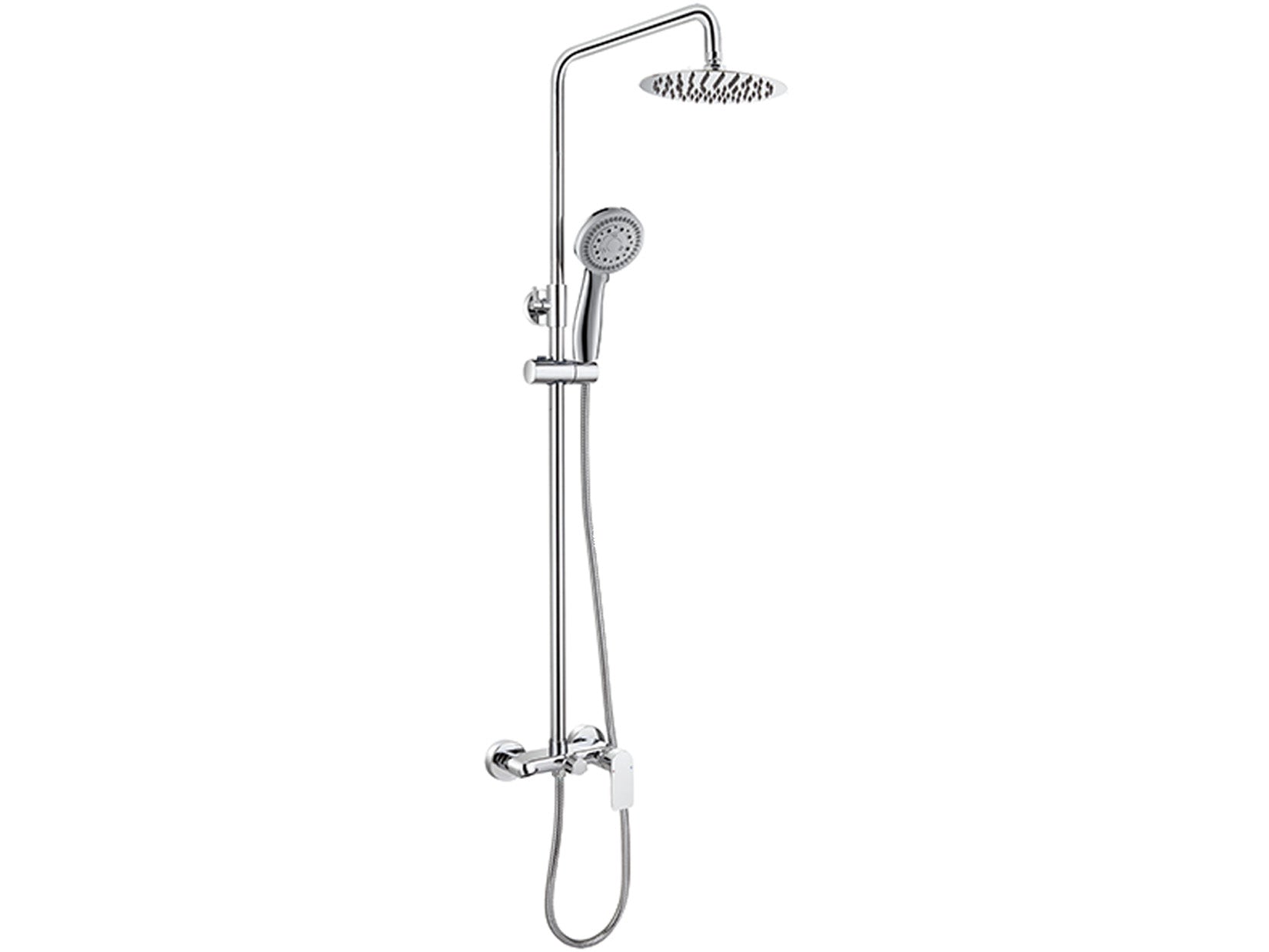 Colonna Doccia Duemmeggi Venere In Ottone Regolabile In Altezza Con Miscelatore Esterno A Tre Uscite Con Soffione Inox Slim 316 Tondo Diametro 200 MM Con Doccetta Tonda In ABS Finitura Cromata