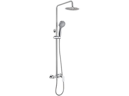 Colonna Doccia Duemmeggi Venere In Ottone Regolabile In Altezza Con Miscelatore Esterno A Tre Uscite Con Soffione Inox Slim 316 Tondo Diametro 200 MM Con Doccetta Tonda In ABS Finitura Cromata