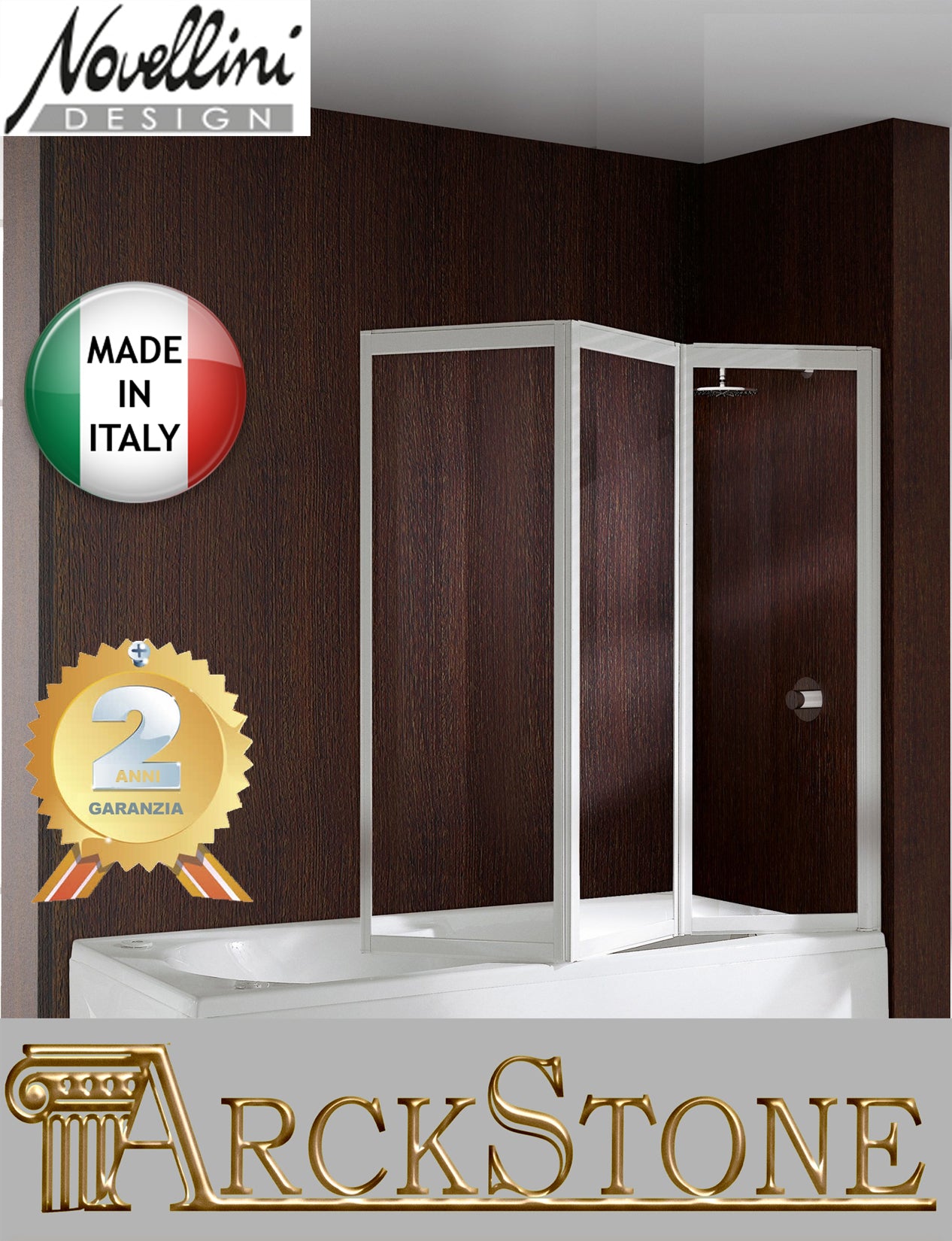 Novellini Aurora 9 Box Doccia Sopravasca 3 Ante a Soffietto Reversibile Vetro Cristallo Trasparente Temperato Spessore 3 mm Profilo Bianco Estensibilità 3 cm Misura Larghezza 138 cm Altezza 138 cm 138x138 cm