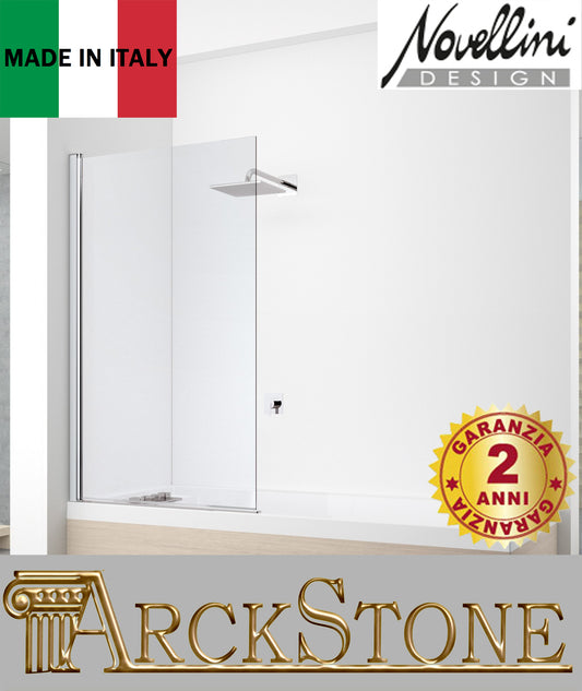 Novellini Young 2.0 1V Sopravasca Anta Girevole 180° Reversibile Vetro Trasparente Profilo Silver Misura 75 Altezza 150 cm 75x150 cm