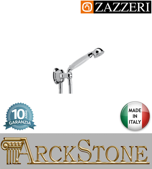 Duplex set doccia marca Zazzeri modello Shower Unix 20000413A00 CRCR completo presa acqua cromata doccetta mano flessibile PVC anticalcare parete supporto arredamento bagno muro casa cromo garanzia 10 anni azienda made in italy