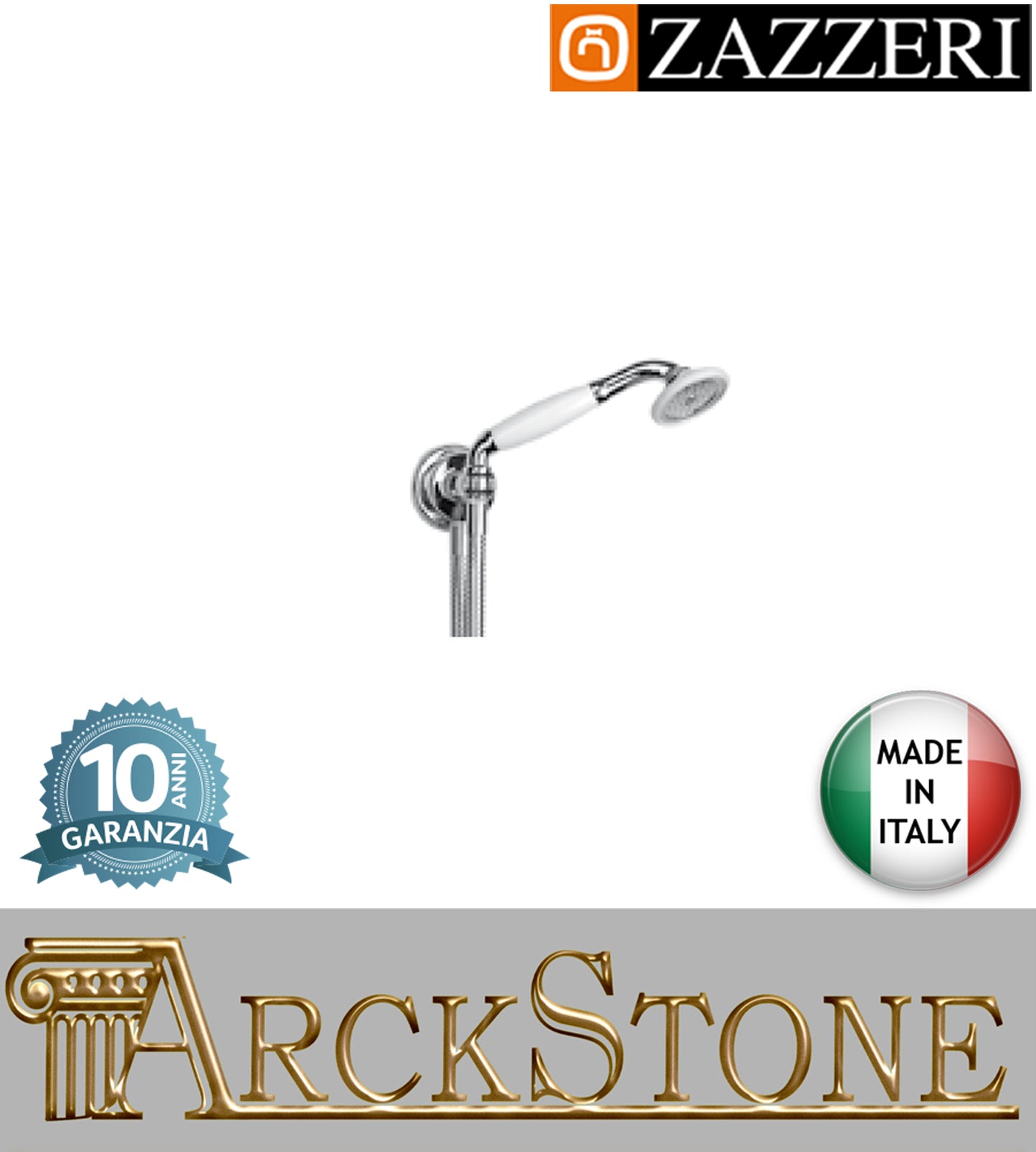 Duplex set doccia marca Zazzeri modello Shower Unix 55000413A00 CRCR completo presa acqua cromata doccetta mano flessibile PVC anticalcare parete supporto arredamento bagno muro casa cromo garanzia 10 anni azienda made in italy