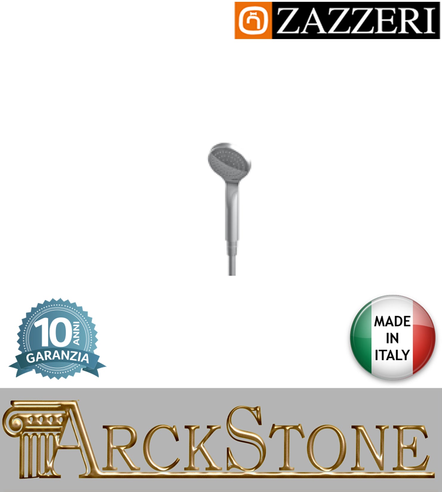 Duplex set doccia Ø100 mm marca Zazzeri modello Shower Unix completo finitura cromata doccetta mano flessibile PVC anticalcare parete arredamento bagno muro casa cromo garanzia 10 anni azienda qualità made in italySet doc