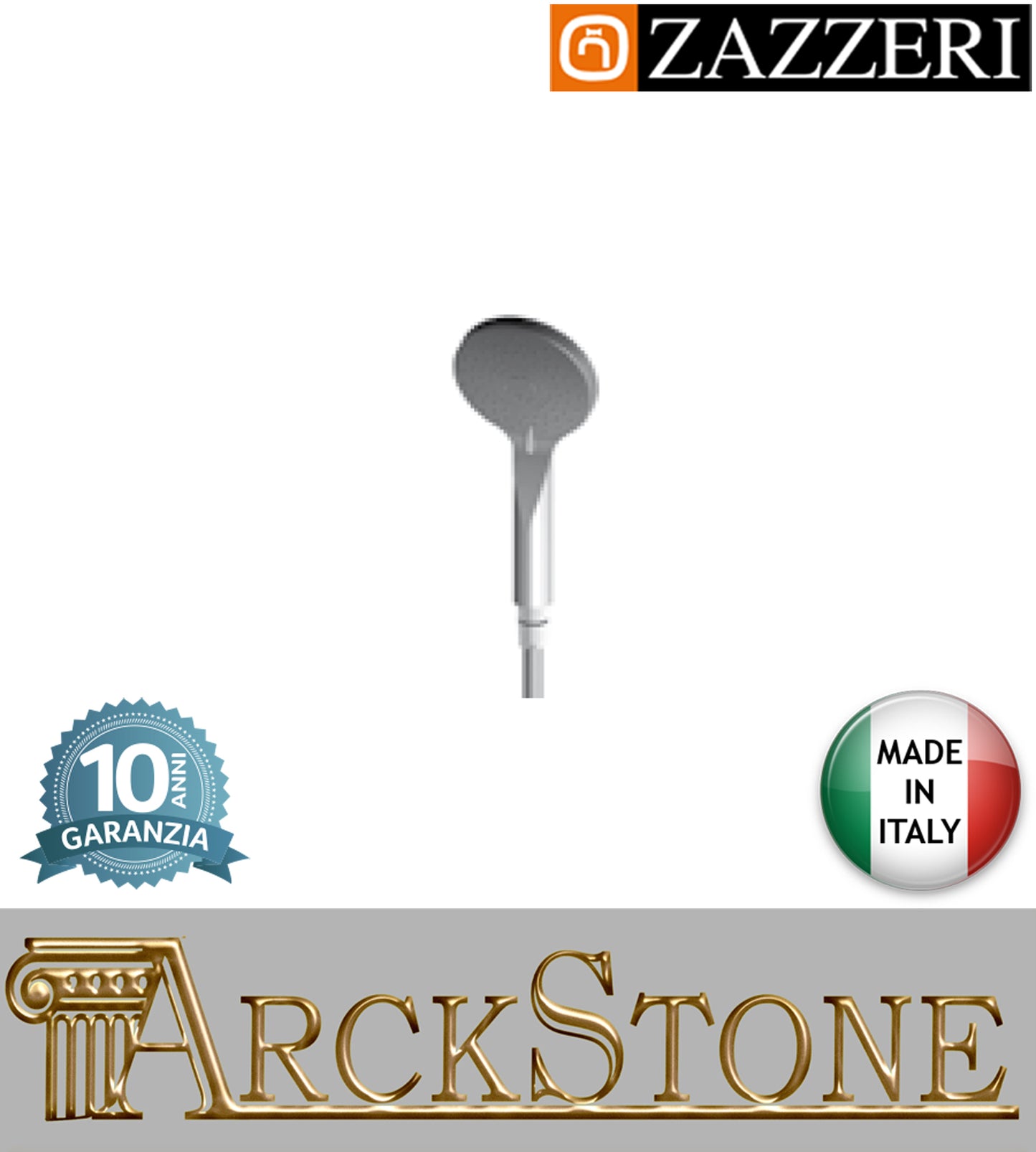 Set doccia doccetta mano Ø115 mm marca Zazzeri modello Shower Unix finitura cromata tre funzioni flessibile PVC anticalcare multifunzione parete arredamento bagno cromo garanzia 10 anni azienda made in italy