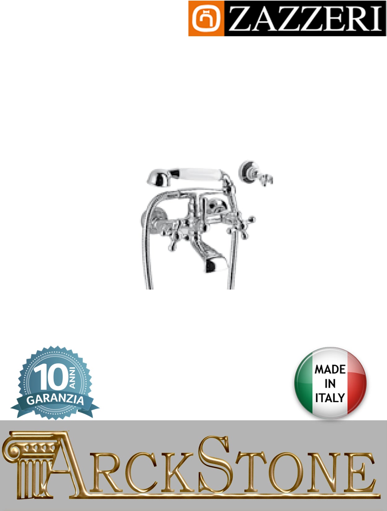 Miscelatore vasca marca Zazzeri modello 800 20000401A00 CRCR finitura ottone cromato parete esterno vitone tradizionale attacco doccetta muro mix rubinetteria rubinetto fontana acqua getto cromo flessibile garanzia 10 anni qualità made in italy