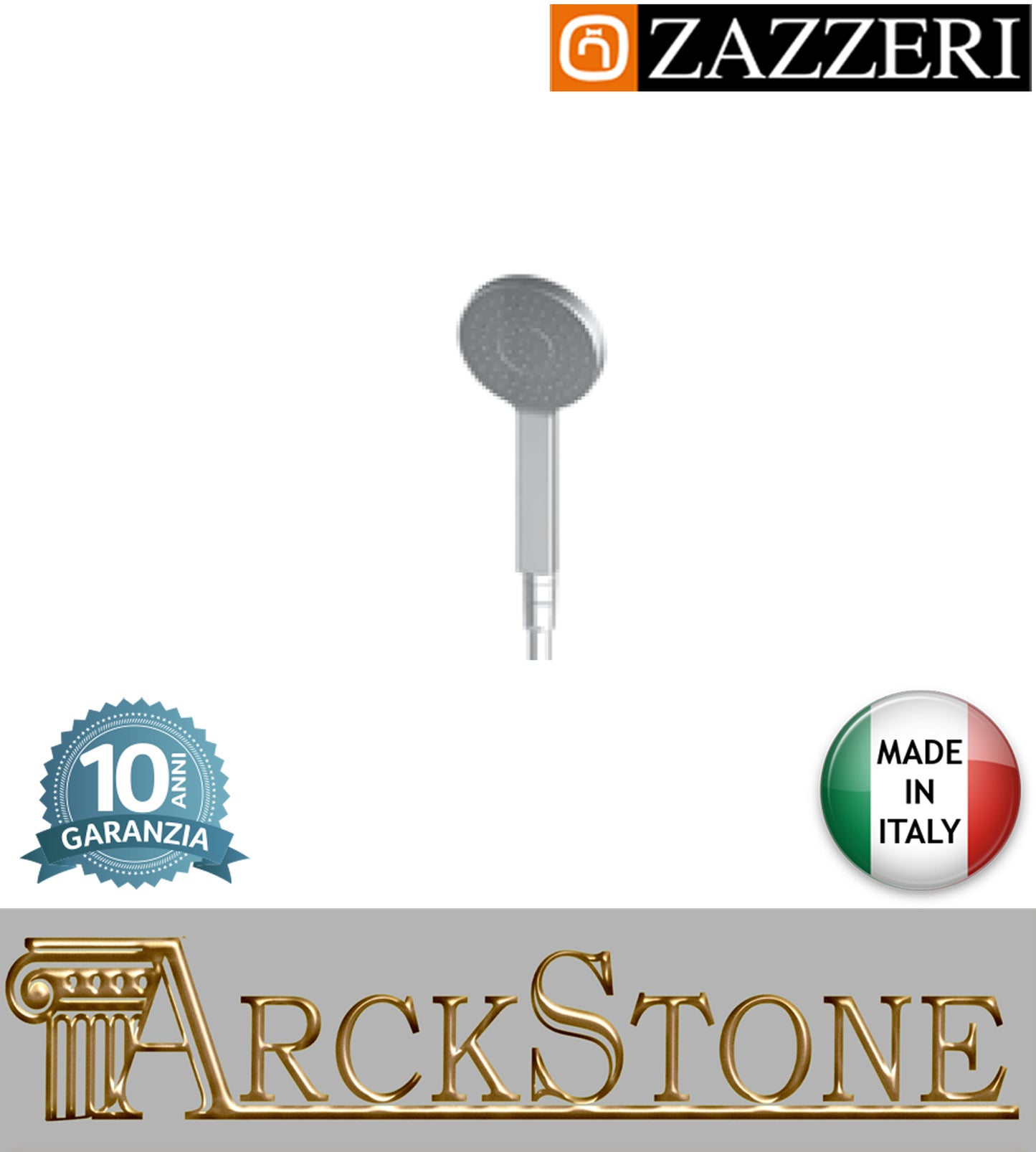 Set doccia doccetta mano Ø105 mm marca Zazzeri modello Shower Unix completo finitura cromata flessibile PVC anticalcare parete arredamento bagno casa muro cromo garanzia 10 anni azienda made in italy