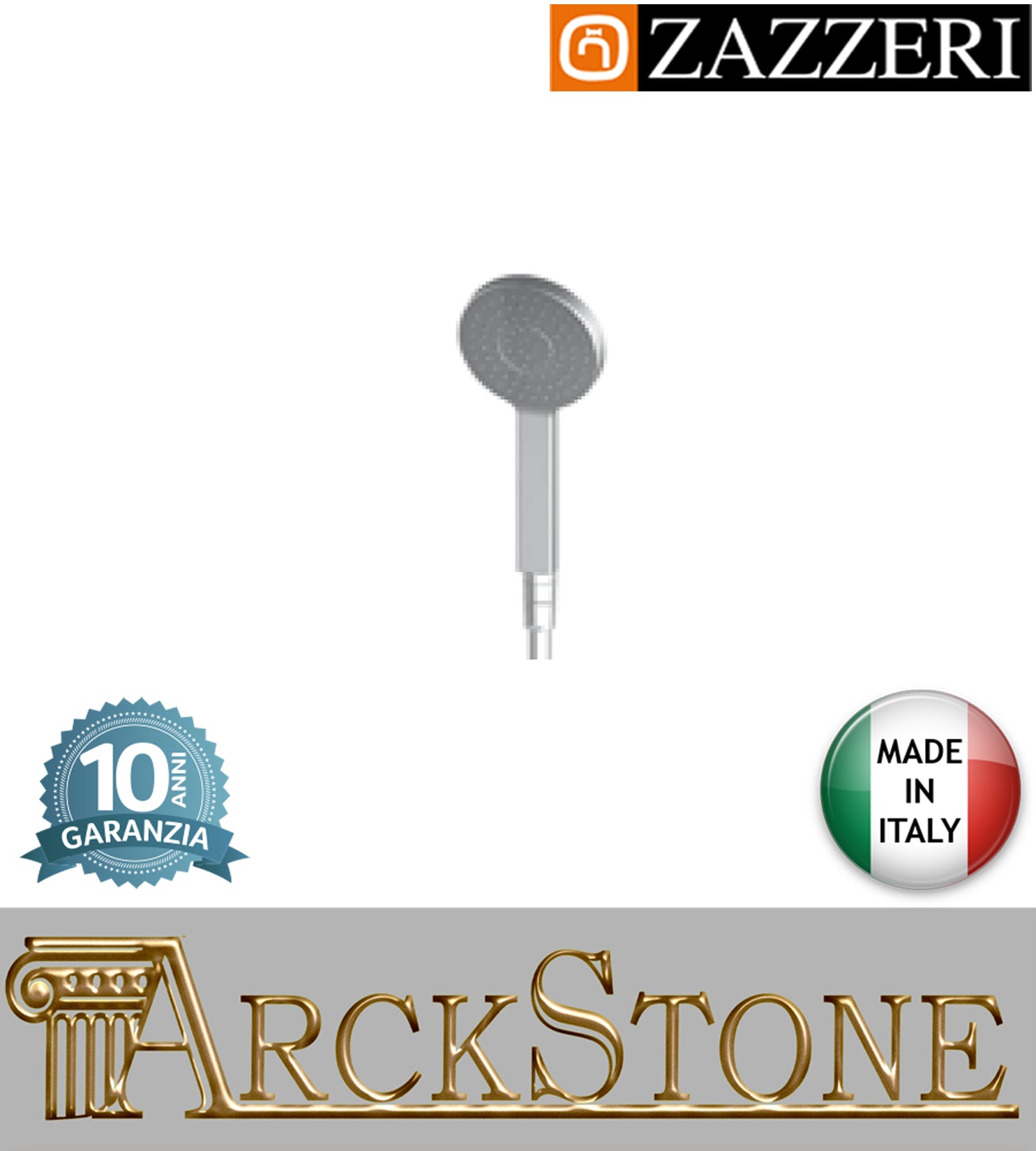 Set doccia doccetta mano Ø105 mm marca Zazzeri modello Shower Unix completo finitura cromata flessibile PVC anticalcare parete arredamento bagno casa muro cromo garanzia 10 anni azienda made in italy