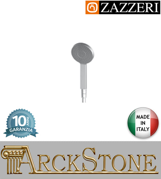 Set doccia doccetta mano Ø105 mm marca Zazzeri modello Shower Unix completo finitura cromata flessibile PVC anticalcare parete arredamento bagno casa muro cromo garanzia 10 anni azienda made in italy