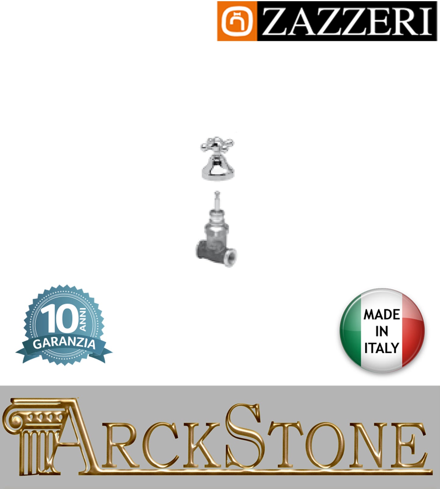 Rubinetto arresto marca Zazzeri modello 800 G1/2" completo vitone tradizionale finitura ottone cromato incasso parete rubinetto arredamento rubinetteria muro cromo arredo bagno garanzia 10 anni qualità made in italy