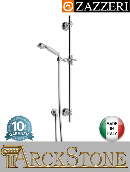 Asta saliscendi marca Zazzeri modello 800 2000A419A00+2000Q417A00 CRCR finitura ottone cromato parete doccetta flessibile attacco muro rubinetteria acqua arredo bagno arredamento casa azienda certificata garanzia 10 anni qualità made in italy