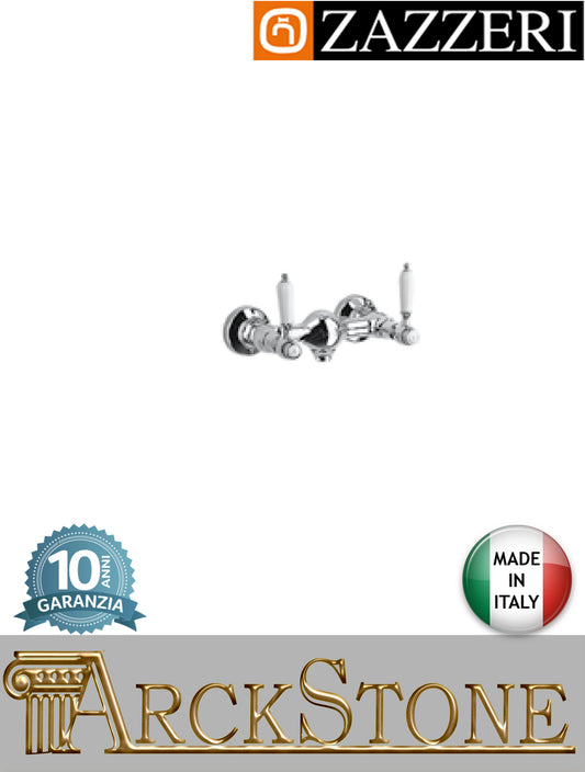 Miscelatore gruppo doccia marca Zazzeri modello 803 finitura ottone cromato parete esterno vitone ceramico 90° leva ceramica bianca senza doccetta flessibile rubinetto rubinetteria mix acqua fontana bagno garanzia 10 anni qualità made in italy