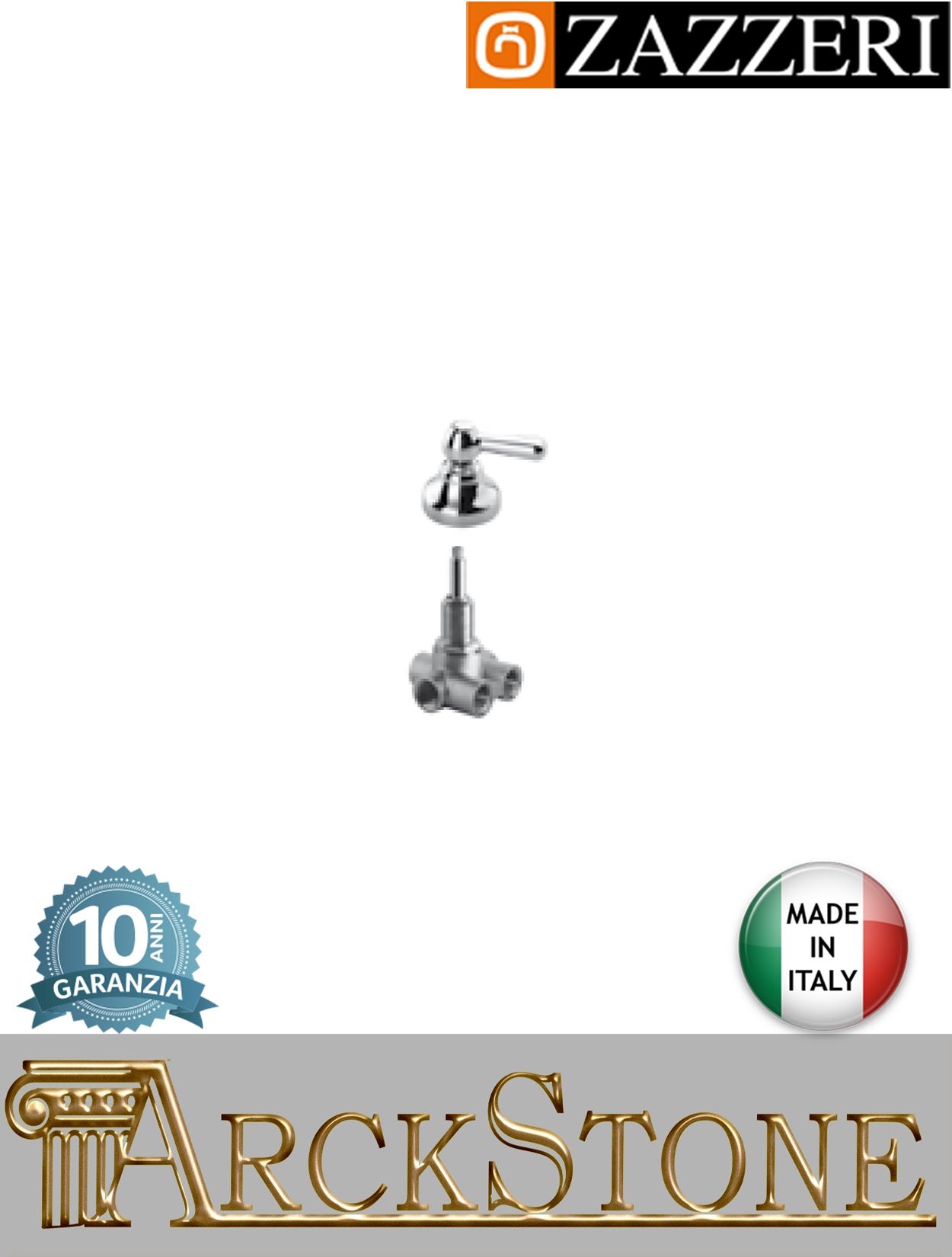 Rubinetto arresto marca Zazzeri modello 803 finitura ottone cromato incasso leva ceramica bianca rubinetteria deviatore 3 tre vie completo arredo casa bagno arredamento home garanzia 10 anni qualità made in italy