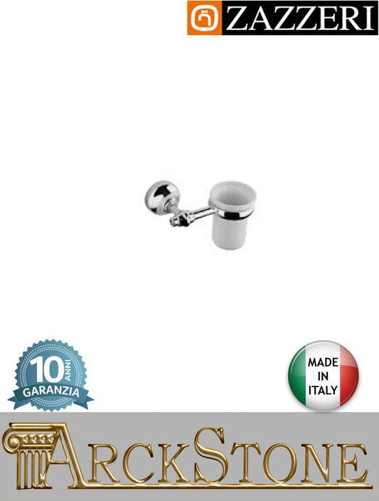 Porta spazzolino marca Zazzeri modello 800 finitura cromata parete bicchiere ceramico mm H110 L170 P140 muro arredamento casa arredo bagno accessori azienda certificata autorizzato acqua garanzia 10 anni qualità made in italy