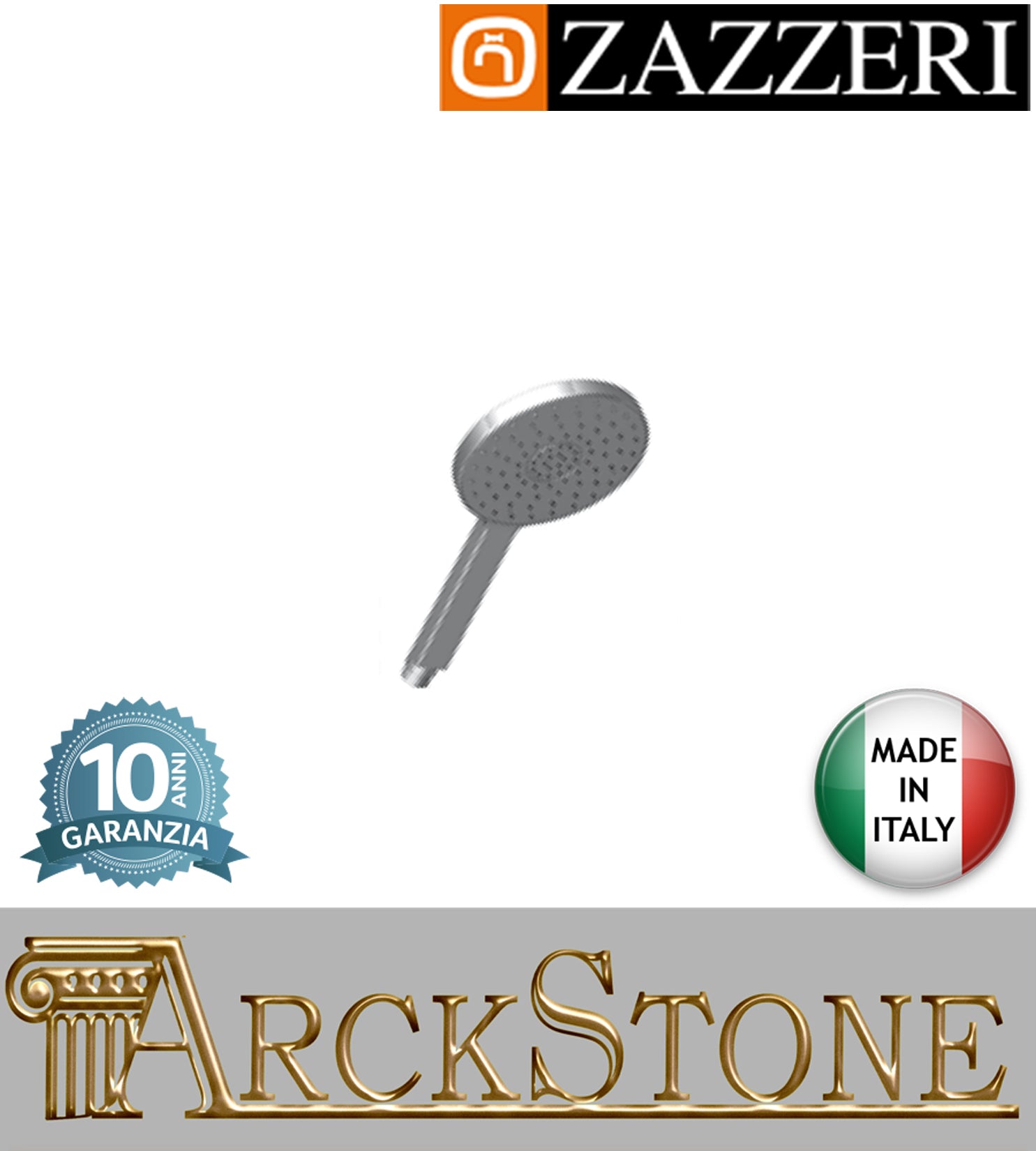 Doccetta Ø140 mm marca Zazzeri modello Unix finitura cromato anticalcare mano senza flessibile rubinetteria acqua arredamento casa arredo bagno azienda certificata garanzia 10 anni qualità made in itay 