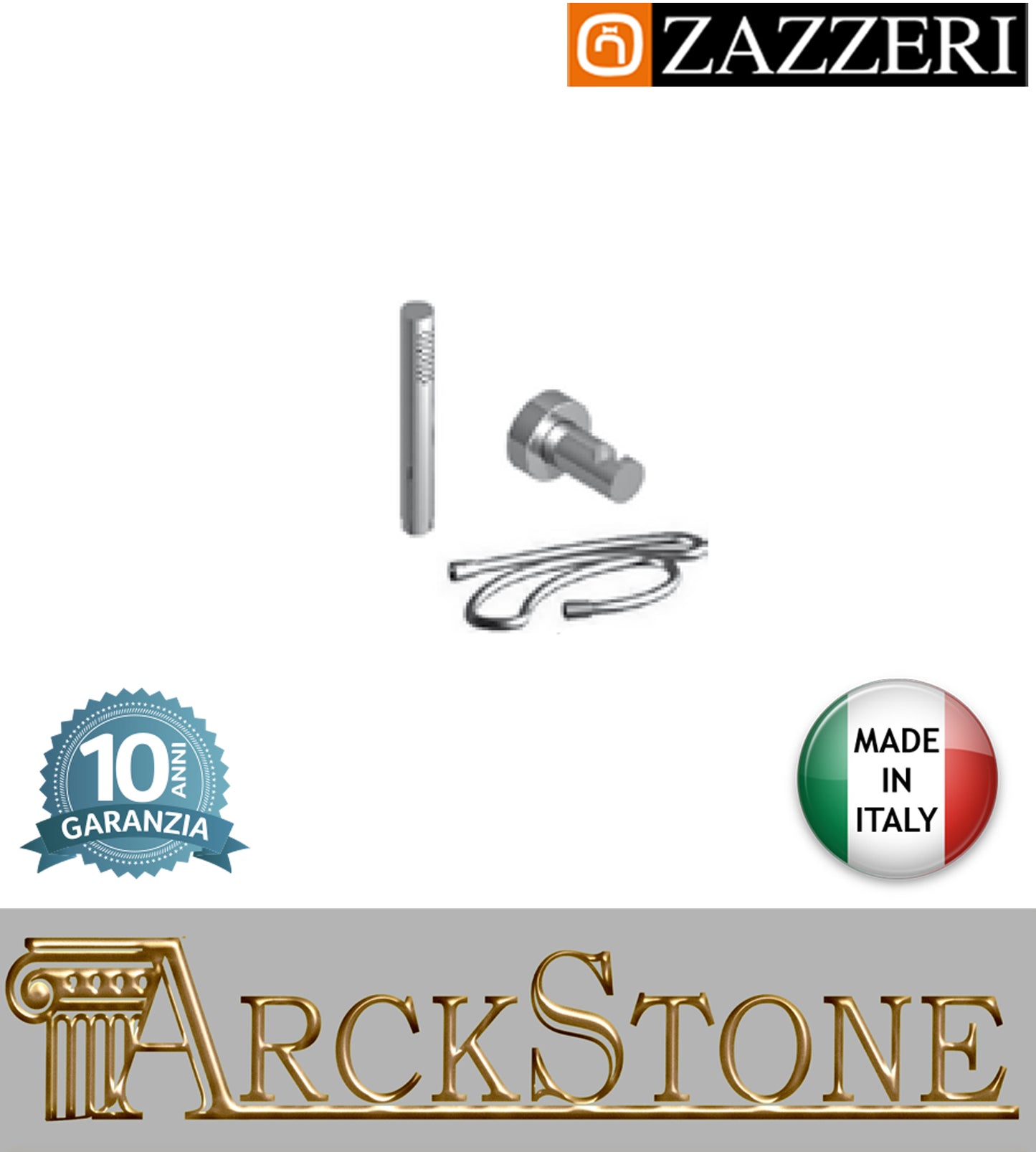 Set doccia doccetta stilo marca Zazzeri modello Shower Unix completo finitura cromata supporto flessibile PVC anticalcare parete muro arredamento bagno muro cromo garanzia 10 anni azienda certificata qualità made in italy