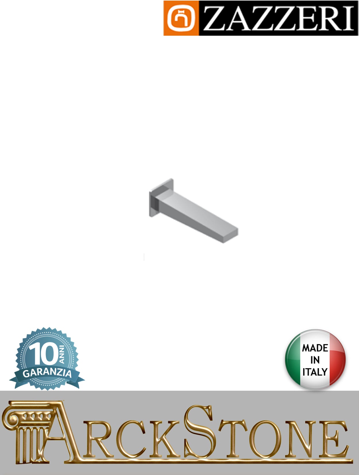 Getto lavabo marca Zazzeri modello Unix finitura ottone cromato 190 mm senza miscelatore parete incasso rubinetto rubinetteria fontana muro acqua arredo bagno arredamento casa garanzia 10 anni qualità made in italy 