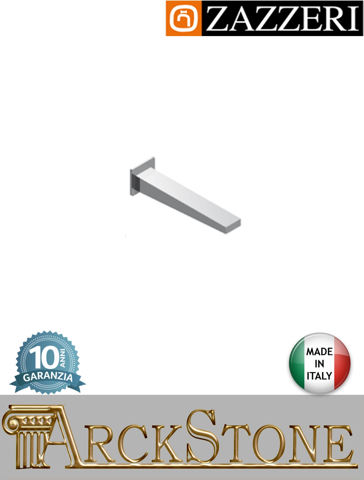 Getto lavabo marca Zazzeri modello Unix finitura ottone cromato 250 mm senza miscelatore parete incasso rubinetto rubinetteria fontana muro acqua arredo bagno arredamento casa garanzia 10 anni qualità made in italy 