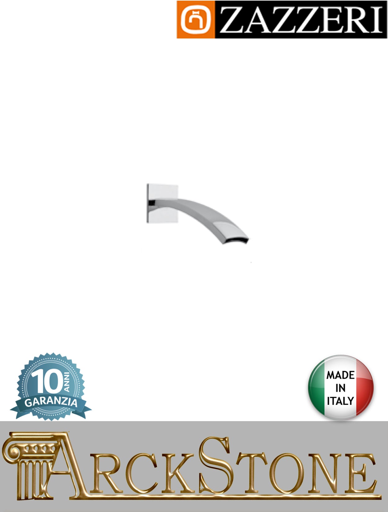 Getto vasca marca Zazzeri modello Unix finitura ottone cromato erogazione 188,3 mm parete incasso rubinetto rubinetteria fontana muro acqua arredo bagno arredamento garanzia 10 anni qualità made in italy 