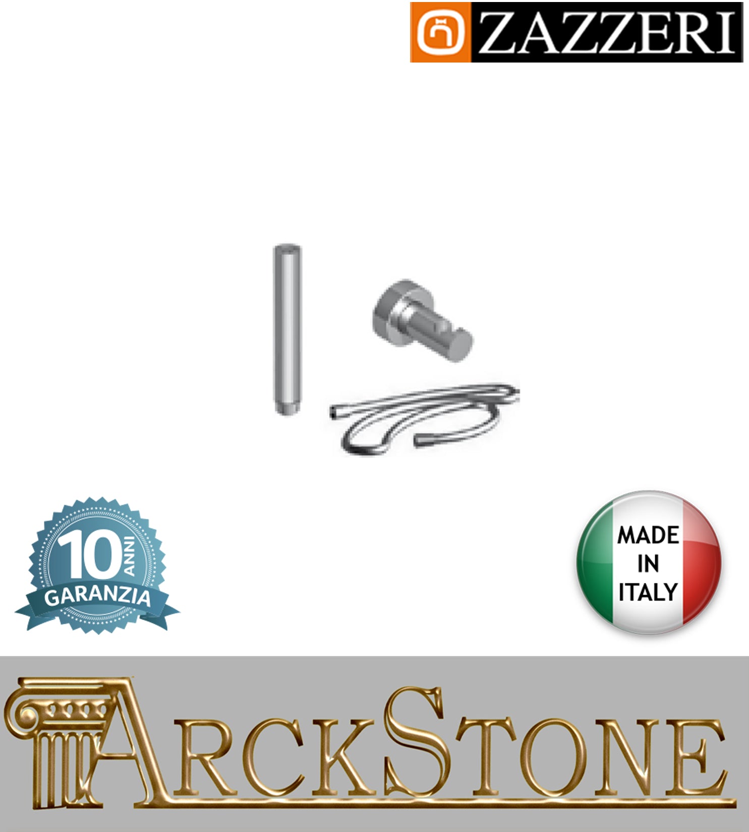 Set doccia doccetta stilo marca Zazzeri modello Shower Unix completo finitura cromata supporto flessibile PVC anticalcare uscita assiale parete arredamento bagno cromo garanzia 10 anni azienda certificata made in italy