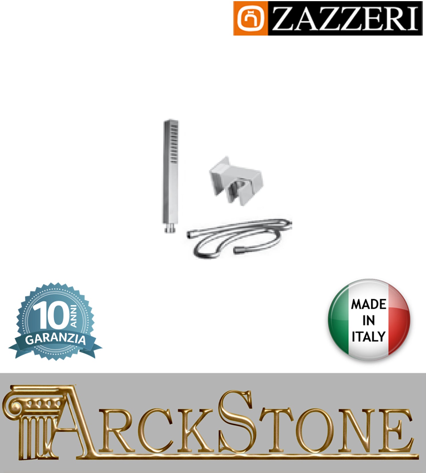 Set doccia doccetta marca Zazzeri modello Shower Unix completo finitura cromata supporto flessibile PVC anticalcare parete muro arredamento bagno cromo garanzia 10 anni azienda certificata qualità made in italy