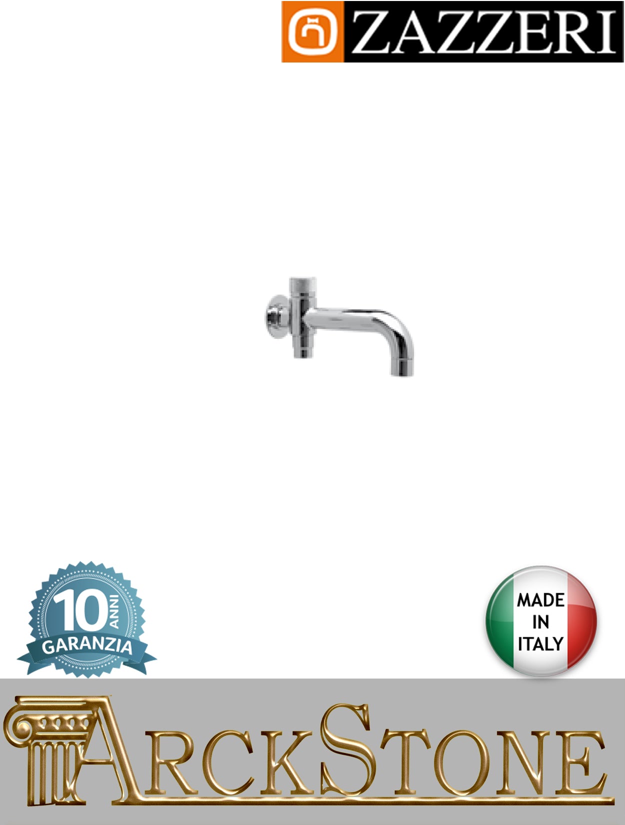 Getto vasca marca Zazzeri modello Unix finitura ottone cromato senza miscelatore parete incasso deviatore Lunghezza 159 mm muro acqua arredo bagno garanzia 10 anni qualità made in italy