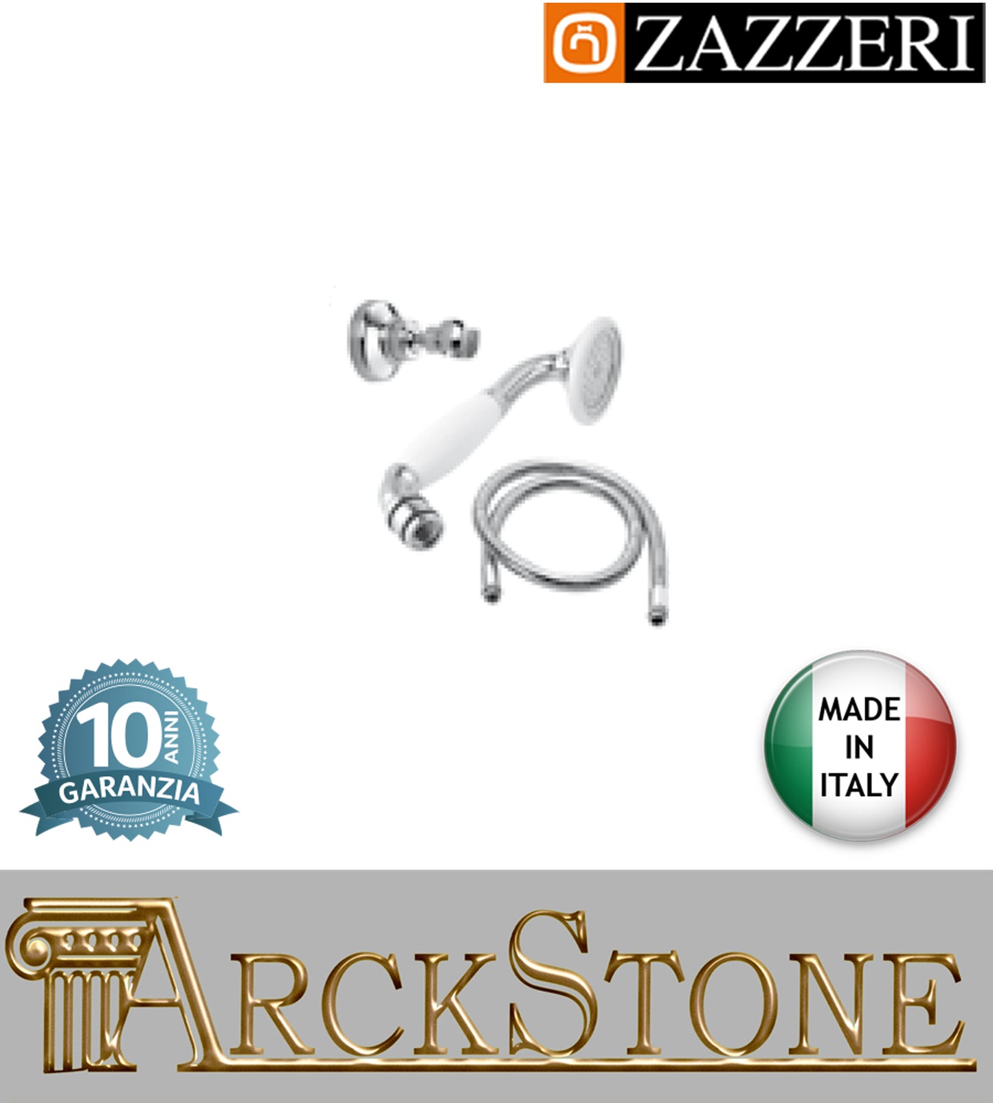 Set doccia doccetta marca Zazzeri modello Shower Unix completo finitura cromata supporto flessibile parete muro arredamento bagno cromo casa acqua arredo garanzia 10 anni azienda certificata qualità made in italy