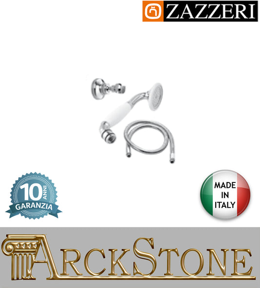 Set doccia doccetta marca Zazzeri modello Shower Unix completo finitura cromata supporto flessibile parete muro arredamento bagno cromo casa acqua arredo garanzia 10 anni azienda certificata qualità made in italy