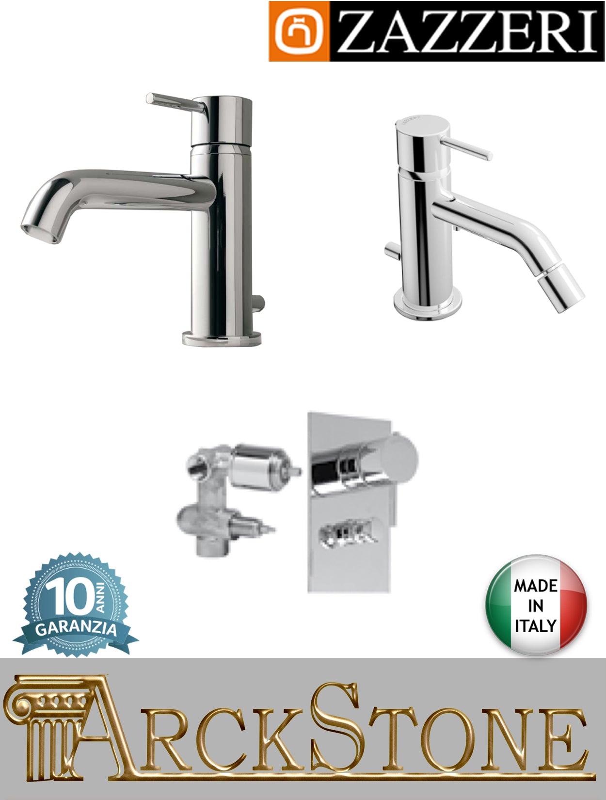 Rubinetteria bagno completa marca Zazzeri modello Modo 7 finitura ottone cromato miscelatore lavabo 130 mm bidet doccia deviatore appoggio monoforo parete incasso rubinetto piletta scarico fontana casa home garanzia 10 anni made in italy