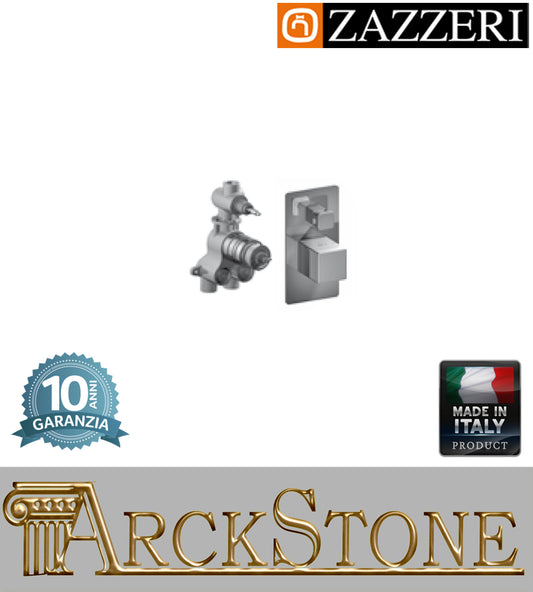 Miscelatore gruppo termostatico marca Zazzeri modello Shower Unix completo finitura cromata COMPACT incasso 2 uscite parete arredamento bagno lavanderia cromo garanzia 10 anni azienda certificata made in italy
