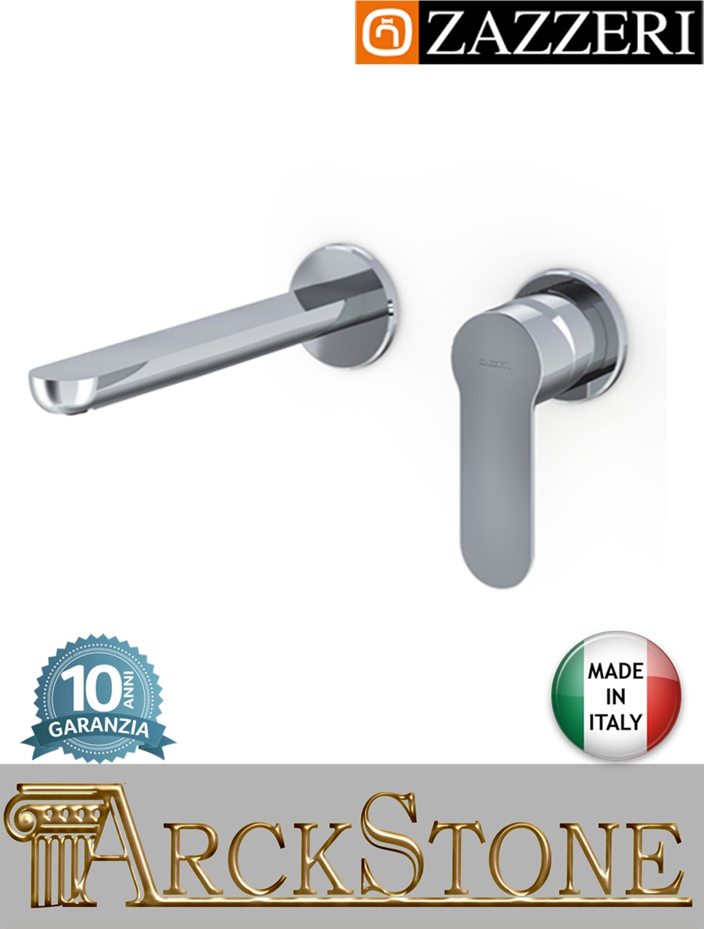 Miscelatore lavabo marca Zazzeri modello Ultra finitura ottone cromato parete incasso muro cromo Getto 210 mm rubinetto rubinetteria fontana mix arredo bagno arredamento acqua casa home garanzia 10 anni qualità made