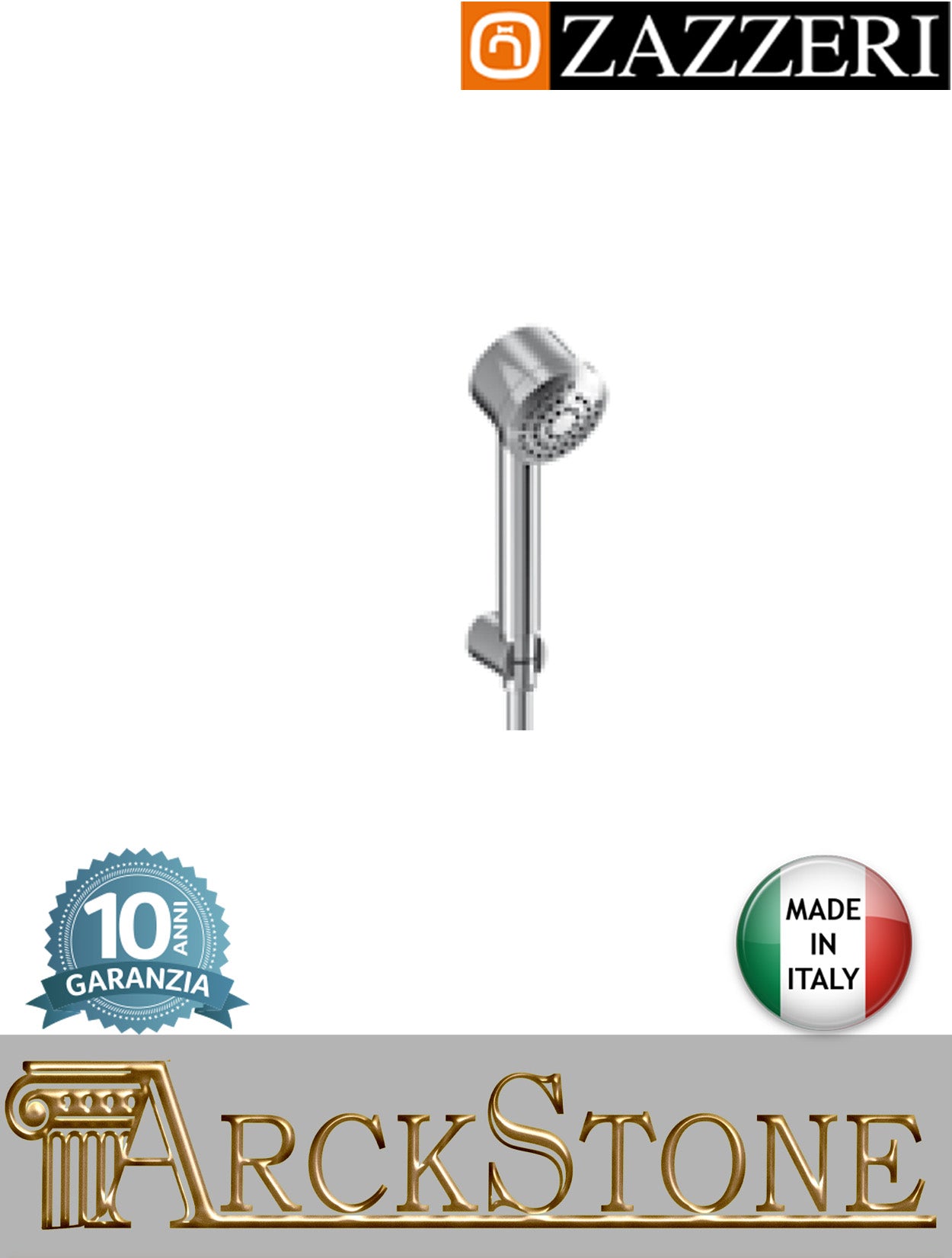 Set doccia marca Zazzeri modello Ultra finitura cromata parete completo doccetta Ø70 mm supporto attacco arredo bagno anticalcare flessibile arredamento casa autorizzato cromo garanzia 10 anni qualità made in italy
